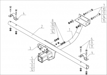 Фаркоп VAZ-71 для ВАЗ 4x4, 2121, 21213, 21214, 2131 1977-, Автос, нагрузка 800/75 кг. С подрезкой бампера от магазина ФаркопРос